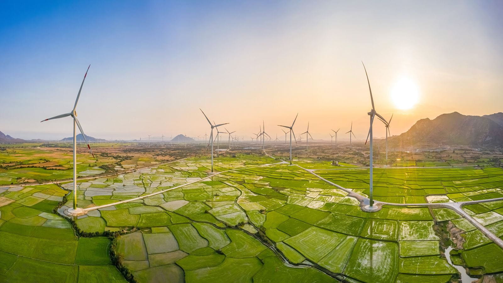 wind turbines generating electricity